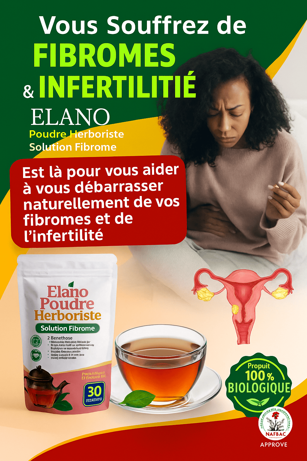 🌿 Elano Herbal Powder – Solution Naturelle Contre les Fibromes et l’Infertilité