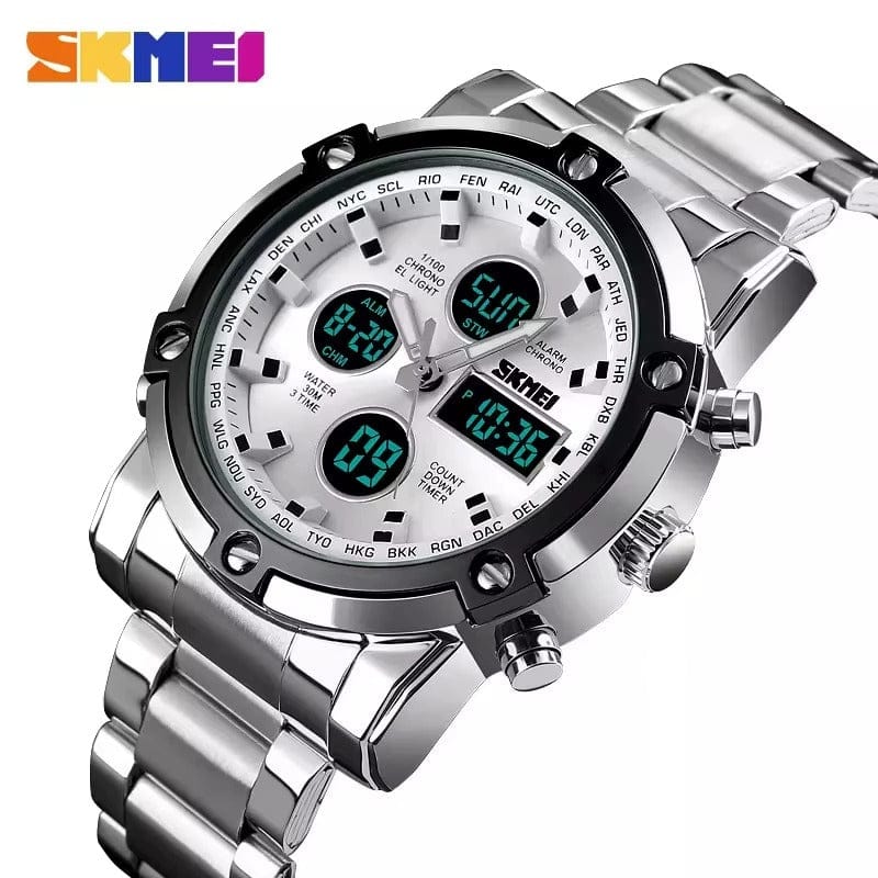 ⌚ Montre Homme SKMEI – Double Affichage Analogique & Digital – Acier Inoxydable