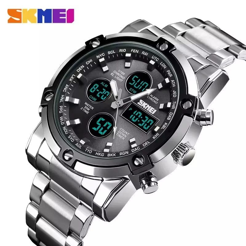⌚ Montre Homme SKMEI – Double Affichage Analogique & Digital – Acier Inoxydable