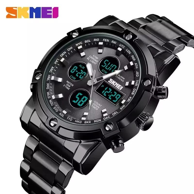 ⌚ Montre Homme SKMEI – Double Affichage Analogique & Digital – Acier Inoxydable