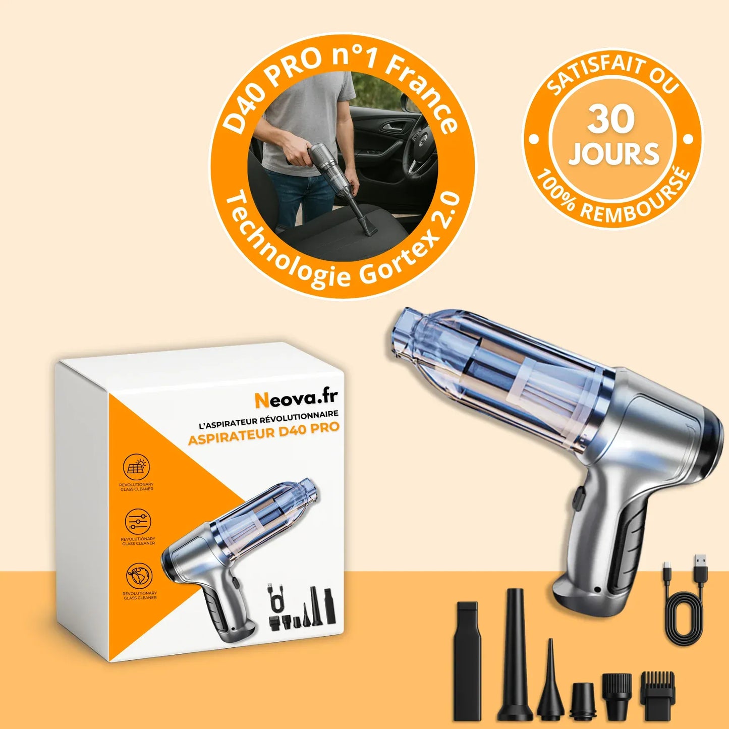 Aspirateur Voiture Sans Fil Puissant – Compact, Léger et Rechargeable