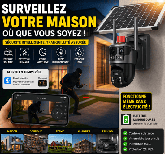 BONDABOU MARKET 🔥 CAMÉRA SOLAIRE INTELLIGENTE – PROTÉGEZ VOTRE MAISON 24H/24 🔥