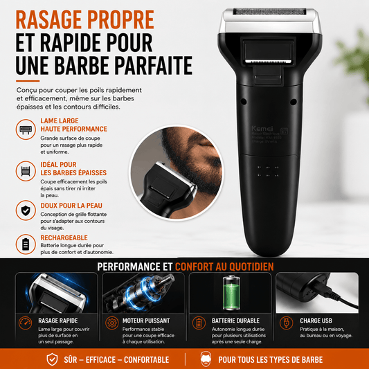 BONDABOUSHOP 🔥 Rasoir Multifonction 3 En 1 – Barbe, Cheveux & Poils du Nez Rechargeable